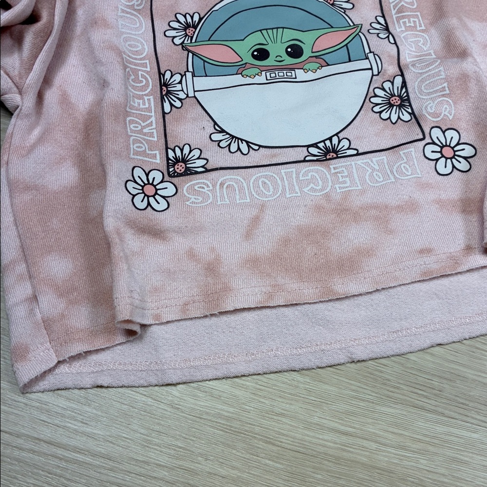 Star Wars Tie Dye Pink Loungewear Set - Top 4/5, Bottom 6/6X Baby Yoda PRECIOUS - Picture 7 of 8